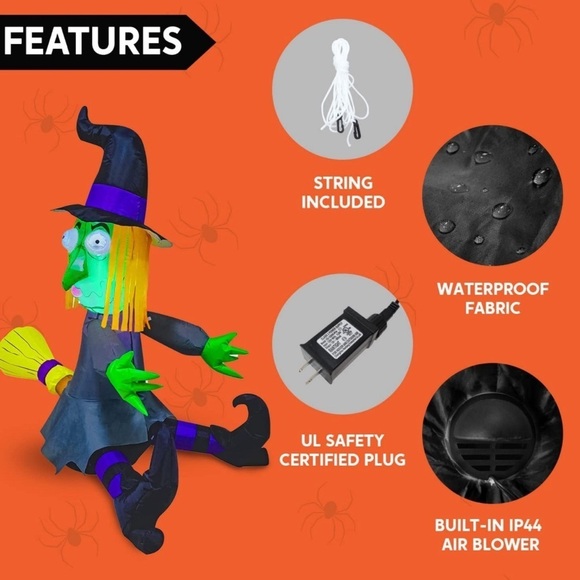 New 4 Ft Halloween Inflatable Outdoor Witch Decorations Blow Ups Built in LEDs - Picture 3 of 4